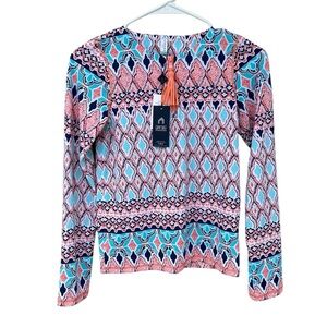 NWT Cabana Life Girl’s St. Barts Wash Guard Long Sleeve Swim Top - Size 12